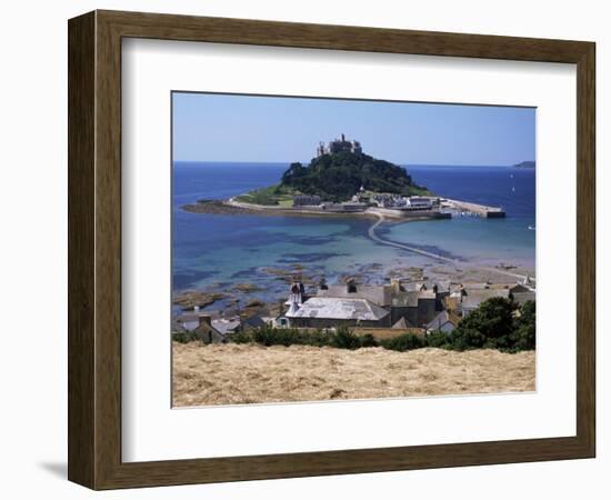 Submerged Causeway at High Tide, Seen Over Rooftops of Marazion, St. Michael's Mount, England-Tony Waltham-Framed Photographic Print