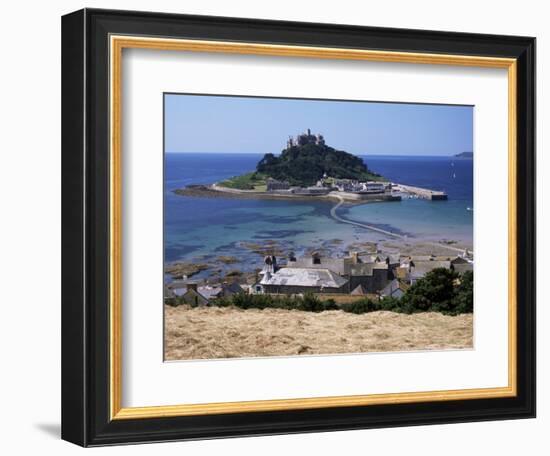 Submerged Causeway at High Tide, Seen Over Rooftops of Marazion, St. Michael's Mount, England-Tony Waltham-Framed Photographic Print