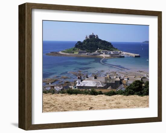 Submerged Causeway at High Tide, Seen Over Rooftops of Marazion, St. Michael's Mount, England-Tony Waltham-Framed Photographic Print