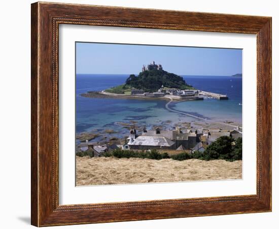 Submerged Causeway at High Tide, Seen Over Rooftops of Marazion, St. Michael's Mount, England-Tony Waltham-Framed Photographic Print