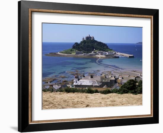 Submerged Causeway at High Tide, Seen Over Rooftops of Marazion, St. Michael's Mount, England-Tony Waltham-Framed Photographic Print