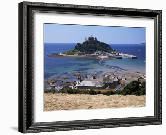 Submerged Causeway at High Tide, Seen Over Rooftops of Marazion, St. Michael's Mount, England-Tony Waltham-Framed Photographic Print