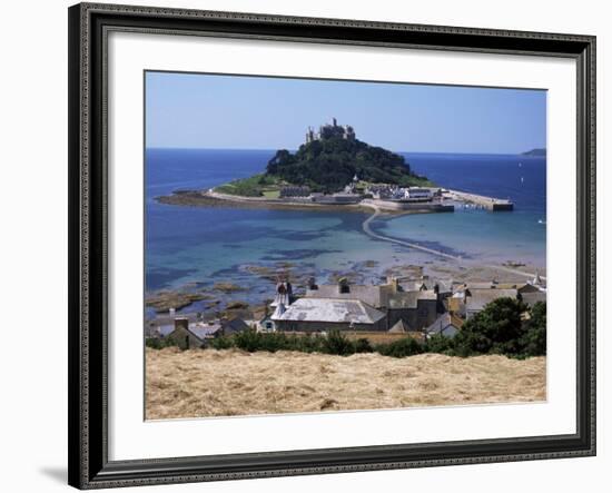 Submerged Causeway at High Tide, Seen Over Rooftops of Marazion, St. Michael's Mount, England-Tony Waltham-Framed Photographic Print