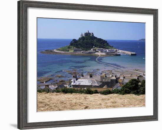 Submerged Causeway at High Tide, Seen Over Rooftops of Marazion, St. Michael's Mount, England-Tony Waltham-Framed Photographic Print