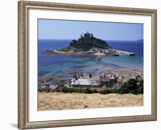 Submerged Causeway at High Tide, Seen Over Rooftops of Marazion, St. Michael's Mount, England-Tony Waltham-Framed Photographic Print