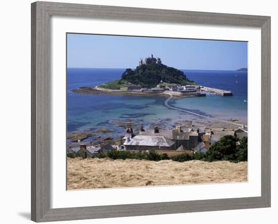 Submerged Causeway at High Tide, Seen Over Rooftops of Marazion, St. Michael's Mount, England-Tony Waltham-Framed Photographic Print