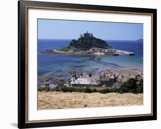 Submerged Causeway at High Tide, Seen Over Rooftops of Marazion, St. Michael's Mount, England-Tony Waltham-Framed Photographic Print