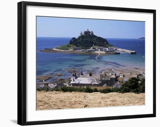 Submerged Causeway at High Tide, Seen Over Rooftops of Marazion, St. Michael's Mount, England-Tony Waltham-Framed Photographic Print