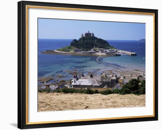 Submerged Causeway at High Tide, Seen Over Rooftops of Marazion, St. Michael's Mount, England-Tony Waltham-Framed Photographic Print