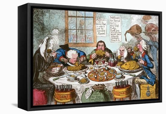 Substitutes for Bread, or Right Honourables Saving the Loaves and Dividing the Fishes, Published…-James Gillray-Framed Premier Image Canvas