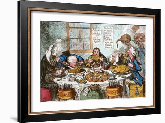 Substitutes for Bread, or Right Honourables Saving the Loaves and Dividing the Fishes, Published…-James Gillray-Framed Giclee Print