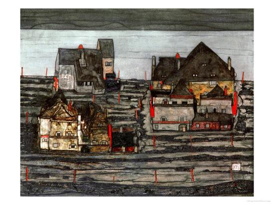 suburb i 1914 by egon schiele