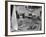 Suburban Mother Playing with Her Two Daughters While Hanging Laundry in Backyard-Alfred Eisenstaedt-Framed Photographic Print