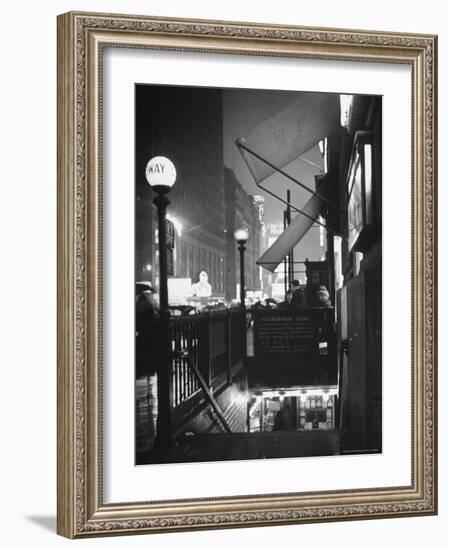 Subway Entrance in Times Square Neighborhood-Thomas D^ Mcavoy-Framed Photographic Print