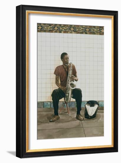 Subway Saxophone, 2008-Max Ferguson-Framed Giclee Print