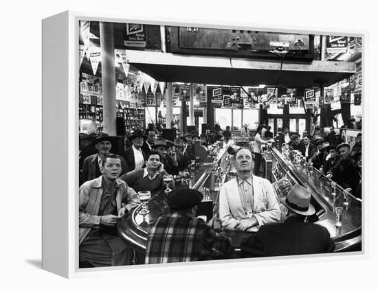 Subway Series: Rapt Audience in Bar Watching World Series Game from New York on TV-Francis Miller-Framed Premier Image Canvas