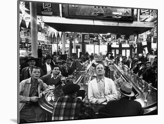 Subway Series: Rapt Audience in Bar Watching World Series Game from New York on TV-Francis Miller-Mounted Photographic Print