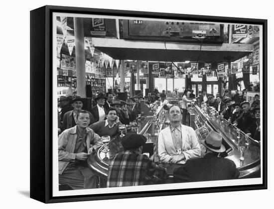 Subway Series: Rapt Audience in Bar Watching World Series Game from New York on TV-Francis Miller-Framed Premier Image Canvas