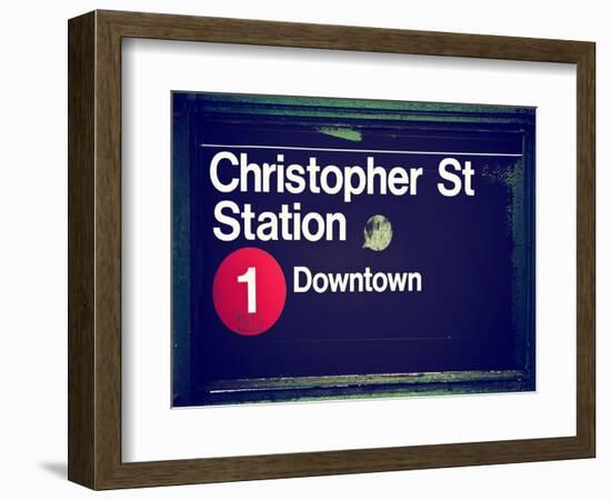 Subway Station Sign, Christopher Street Station, Downtown, Manhattan, NYC, White Frame-Philippe Hugonnard-Framed Art Print