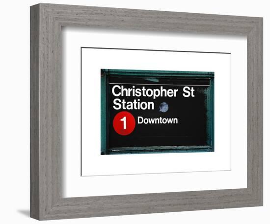 Subway Station Sign, Christopher Street Station, Downtown, Manhattan, NYC, White Frame-Philippe Hugonnard-Framed Art Print