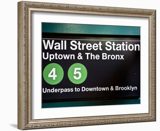Subway Station Sign, Wall Street Station, Manhattan, New York City, United States-Philippe Hugonnard-Framed Photographic Print