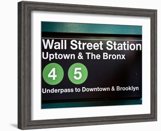 Subway Station Sign, Wall Street Station, Manhattan, New York City, United States-Philippe Hugonnard-Framed Photographic Print