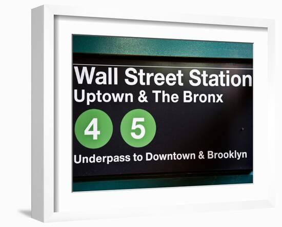 Subway Station Sign, Wall Street Station, Manhattan, New York City, United States-Philippe Hugonnard-Framed Photographic Print