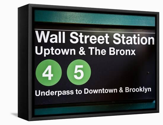 Subway Station Sign, Wall Street Station, Manhattan, New York City, United States-Philippe Hugonnard-Framed Premier Image Canvas