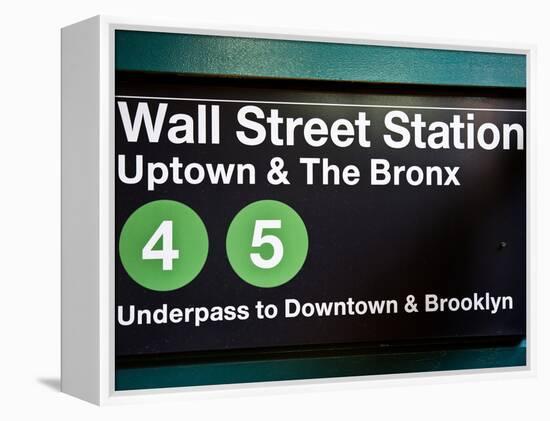 Subway Station Sign, Wall Street Station, Manhattan, New York City, United States-Philippe Hugonnard-Framed Premier Image Canvas