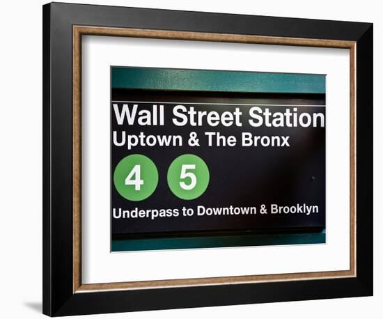 Subway Station Sign, Wall Street Station, Manhattan, New York City, United States-Philippe Hugonnard-Framed Photographic Print