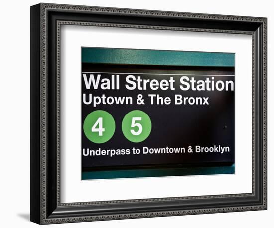 Subway Station Sign, Wall Street Station, Manhattan, New York City, United States-Philippe Hugonnard-Framed Photographic Print