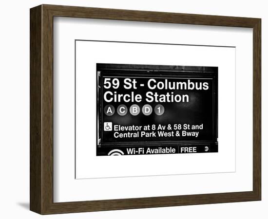 Subway Station Signs, 59 Street Columbus Circle Station, Manhattan, NYC, White Frame-Philippe Hugonnard-Framed Art Print