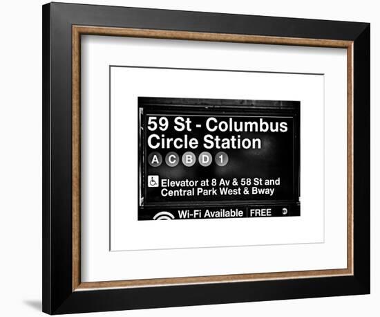 Subway Station Signs, 59 Street Columbus Circle Station, Manhattan, NYC, White Frame-Philippe Hugonnard-Framed Art Print