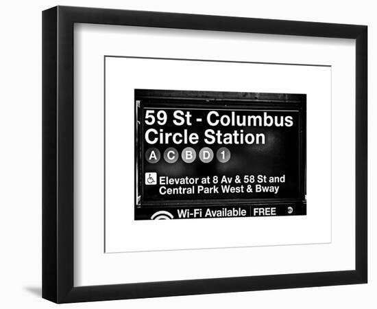 Subway Station Signs, 59 Street Columbus Circle Station, Manhattan, NYC, White Frame-Philippe Hugonnard-Framed Art Print