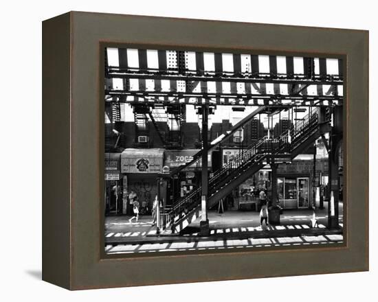 Subway Station, Williamsburg, Brooklyn, New York, United States, Black and White Photography-Philippe Hugonnard-Framed Premier Image Canvas