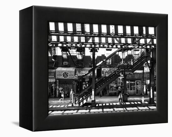 Subway Station, Williamsburg, Brooklyn, New York, United States, Black and White Photography-Philippe Hugonnard-Framed Premier Image Canvas