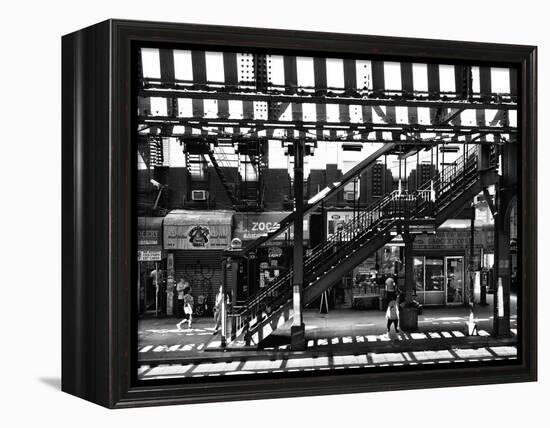 Subway Station, Williamsburg, Brooklyn, New York, United States, Black and White Photography-Philippe Hugonnard-Framed Premier Image Canvas