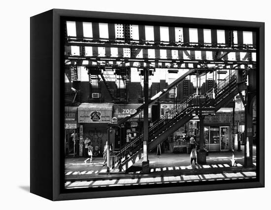 Subway Station, Williamsburg, Brooklyn, New York, United States, Black and White Photography-Philippe Hugonnard-Framed Premier Image Canvas