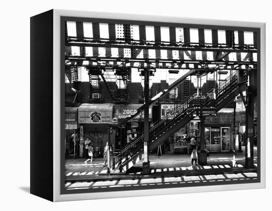 Subway Station, Williamsburg, Brooklyn, New York, United States, Black and White Photography-Philippe Hugonnard-Framed Premier Image Canvas