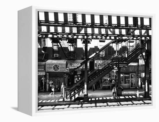 Subway Station, Williamsburg, Brooklyn, New York, United States, Black and White Photography-Philippe Hugonnard-Framed Premier Image Canvas