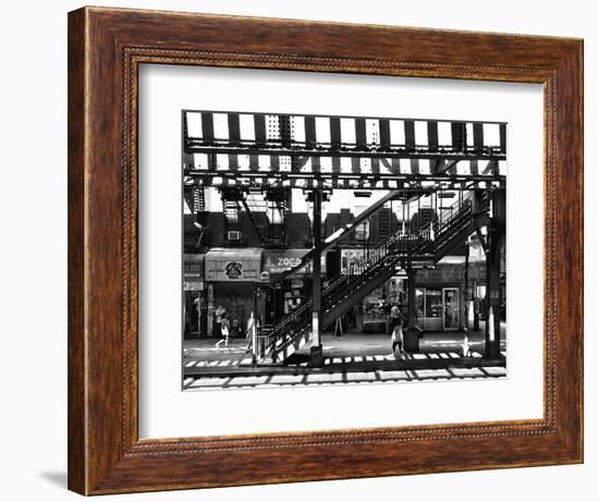 Subway Station, Williamsburg, Brooklyn, New York, United States, Black and White Photography-Philippe Hugonnard-Framed Photographic Print