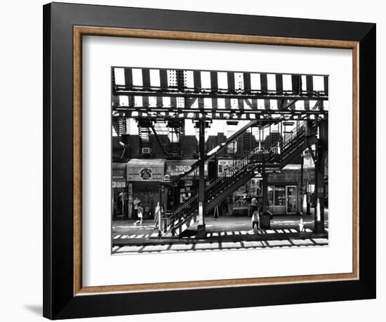 Subway Station, Williamsburg, Brooklyn, New York, United States, Black and White Photography-Philippe Hugonnard-Framed Photographic Print