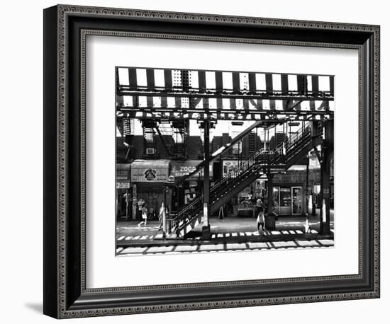 Subway Station, Williamsburg, Brooklyn, New York, United States, Black and White Photography-Philippe Hugonnard-Framed Photographic Print