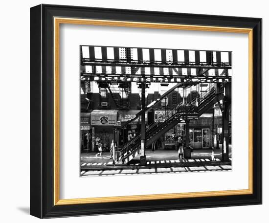 Subway Station, Williamsburg, Brooklyn, New York, United States, Black and White Photography-Philippe Hugonnard-Framed Photographic Print