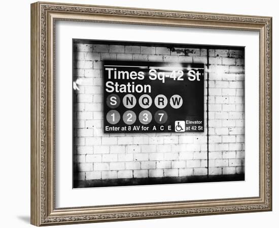 Subway Times Square - 42 Street Station - Subway Sign - Manhattan, New York City, USA-Philippe Hugonnard-Framed Giclee Print