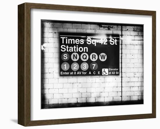 Subway Times Square - 42 Street Station - Subway Sign - Manhattan, New York City, USA-Philippe Hugonnard-Framed Giclee Print