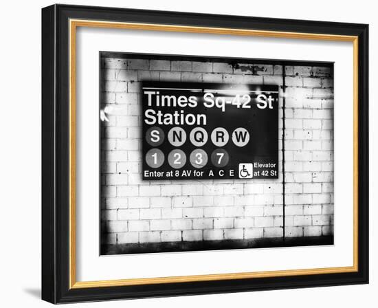 Subway Times Square - 42 Street Station - Subway Sign - Manhattan, New York City, USA-Philippe Hugonnard-Framed Giclee Print