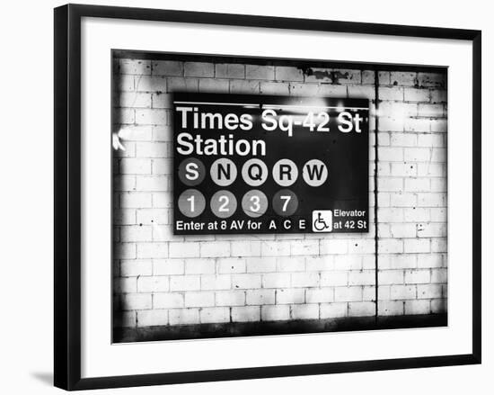 Subway Times Square - 42 Street Station - Subway Sign - Manhattan, New York City, USA-Philippe Hugonnard-Framed Giclee Print