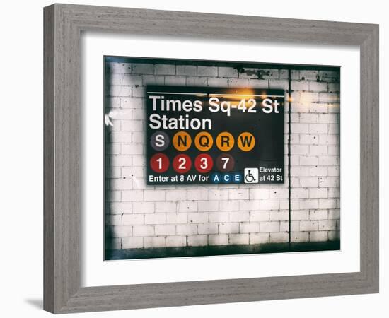 Subway Times Square - 42 Street Station - Subway Sign - Manhattan, New York City, USA-Philippe Hugonnard-Framed Art Print