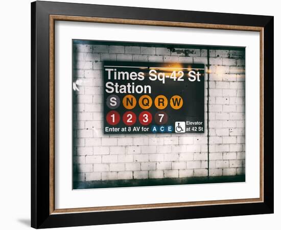 Subway Times Square - 42 Street Station - Subway Sign - Manhattan, New York City, USA-Philippe Hugonnard-Framed Art Print